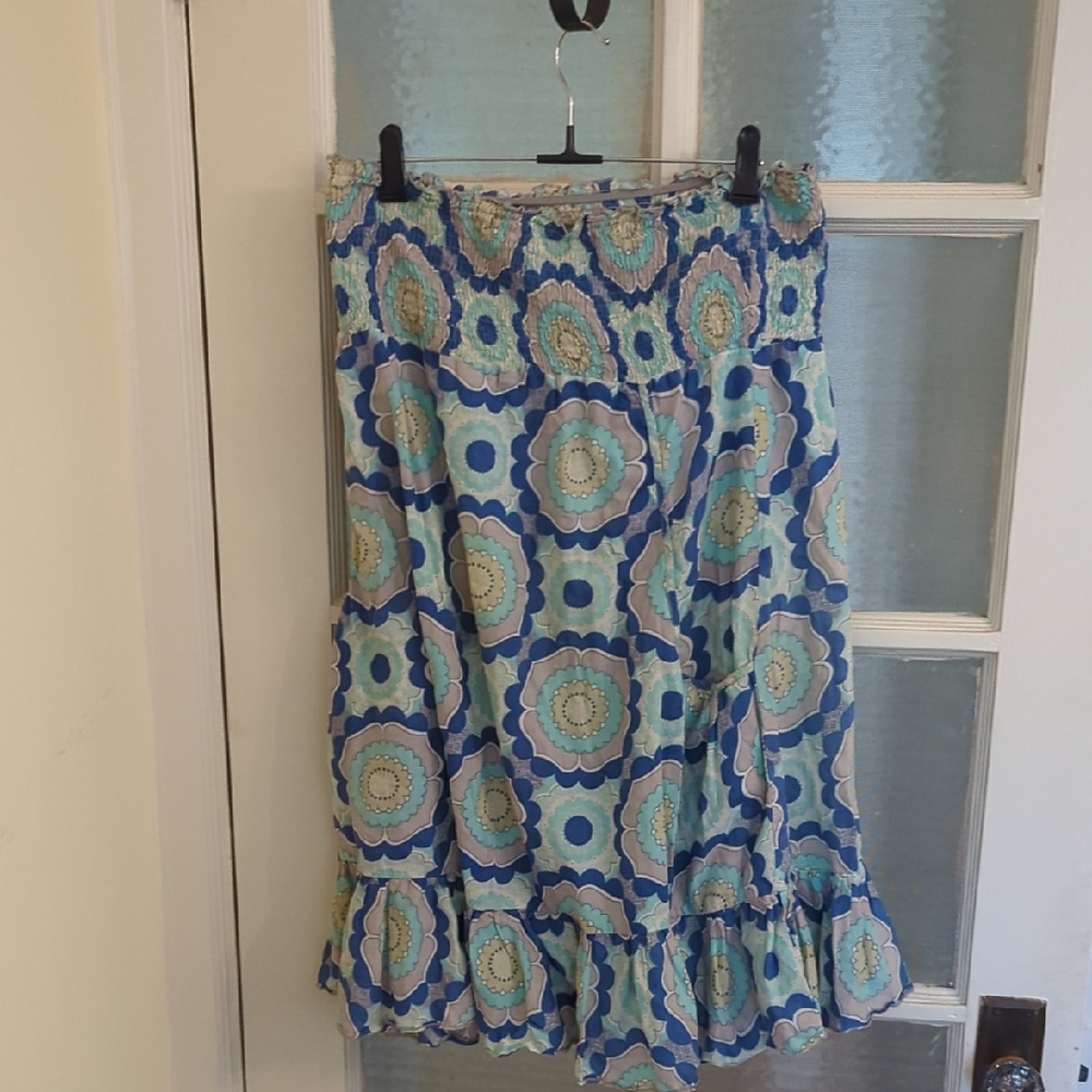 Mossimo Supply Co. Blue and Green Patterned A-Line Skirt